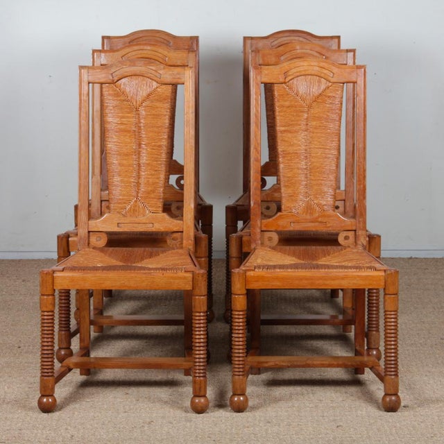 Chairs in the style of Charles Dudouyt, 1950, Set of 6, in Good conditions. Designed 1950 to 1959