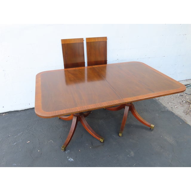 Mahogany Inlay Dining Table With 2 Leaves 6564 For Sale - Image 13 of 18