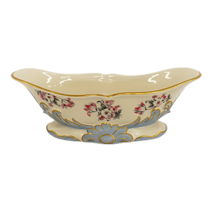 Porcelain Centerpiece Bowl With Floral and Gilt Decoration