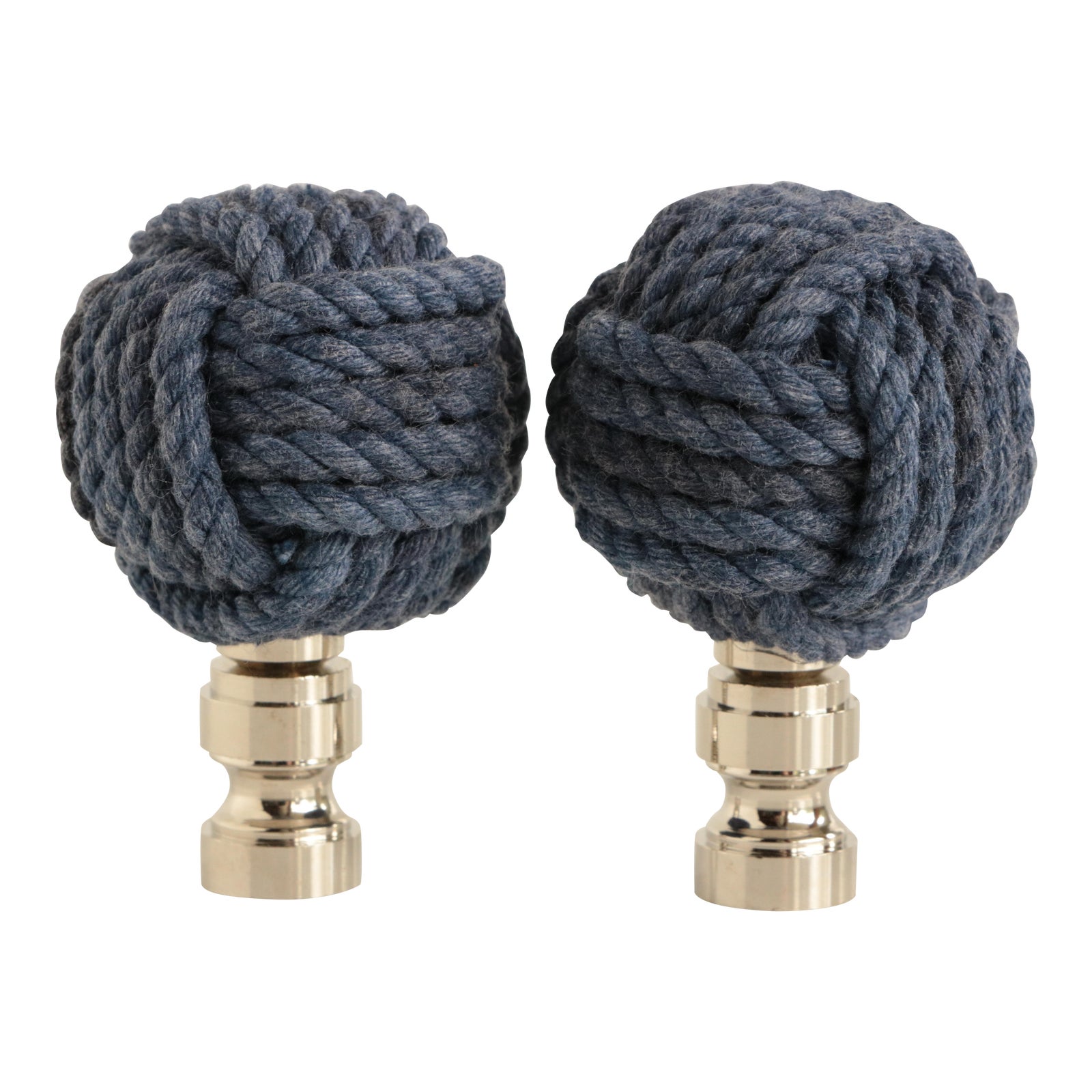 Nautical Knot Lamp Finials in Denim Blue a Matching Pair Chairish