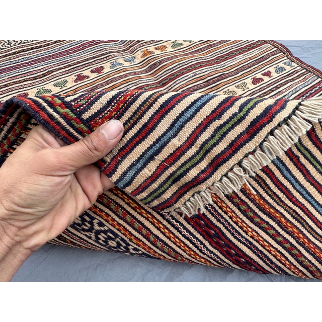 Flat Weave Afghan Sumak Kilim Rug For Sale - Image 9 of 11