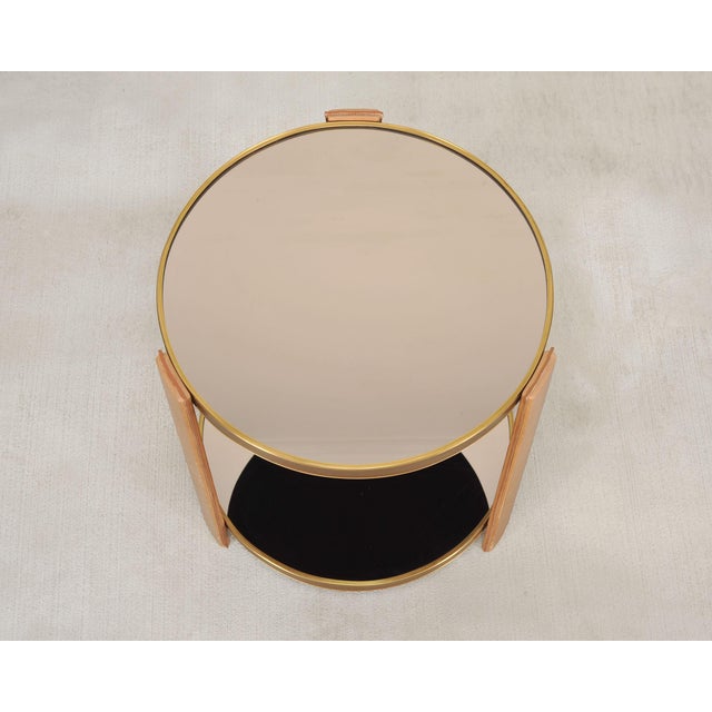 Ralph Lauren Ralph Lauren Dalton Side Drink Table Brass Leather and Glass For Sale - Image 4 of 18