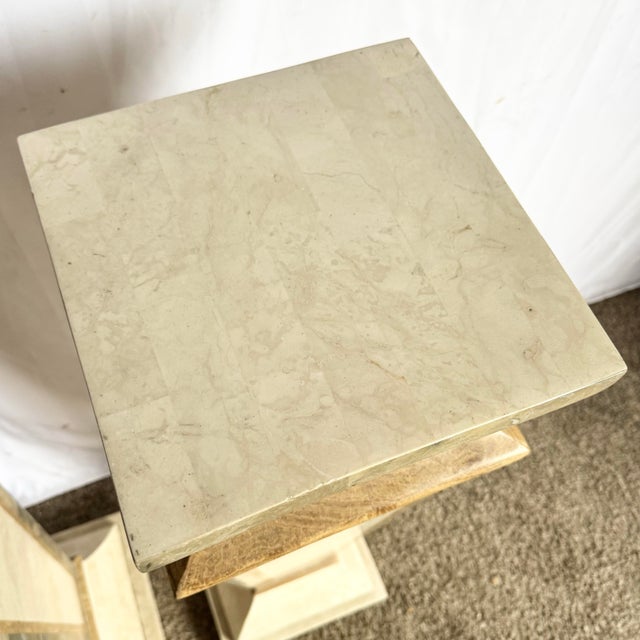 1990s Postmodern Sculpted Tessellated Stone Pedestals - A Pair For Sale - Image 5 of 12