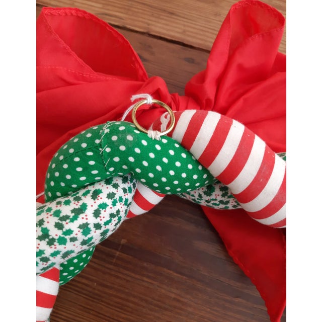 Vintage Quilted Stuffed Christmas Wreath With Bow For Sale - Image 4 of 8
