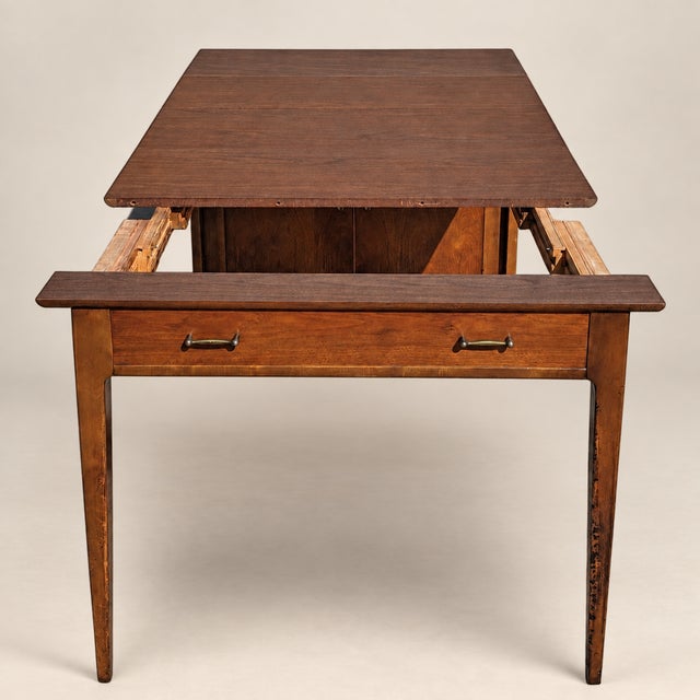 Saginaw Extendomatic Mid-Century Walnut Convertible Dining Table Cabinet For Sale - Image 4 of 18