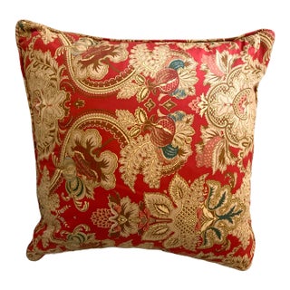 Vintage Ralph Lauren Jardiniere Red Gold Paisley Sateen Decorative Pillow For Sale