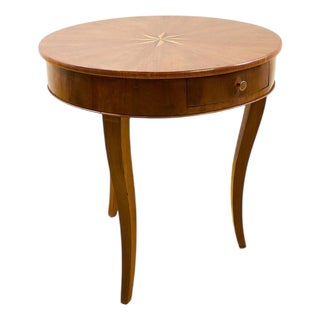 Round Wooden Table with Drawer For Sale