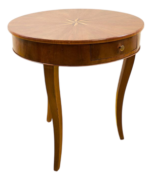 Round Wooden Table with Drawer