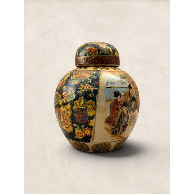 Painted by hand in the early 1900s, this small Satsuma ginger jar carries the kind of quiet artistry that stops you mid-...