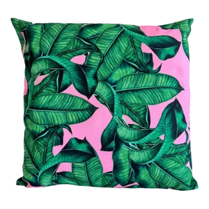 Contemporary 22 X 22 Miami Banana Leaf Pillow Cover - Christi Tasker Miami