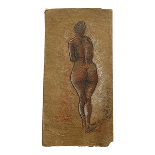 Vintage Chalk & Graphite Figural Nude Rear View Study by Swan C.1987 For Sale