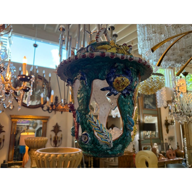 1950s 1950s Italian Glazed Terracotta Lantern For Sale - Image 5 of 10