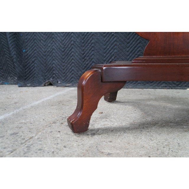1970s 2 Victorian Revival Cherry Marble Top Lyre Harp Hall Entry Parlor Console Tables For Sale - Image 13 of 13
