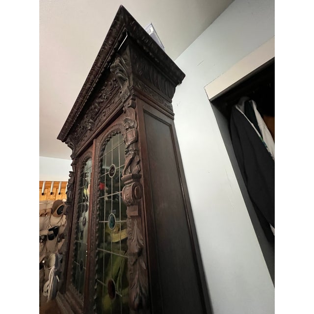 French 19th Century French Henri II Style Renaissance Revival Carved Oak Hunt Cabinet For Sale - Image 3 of 15