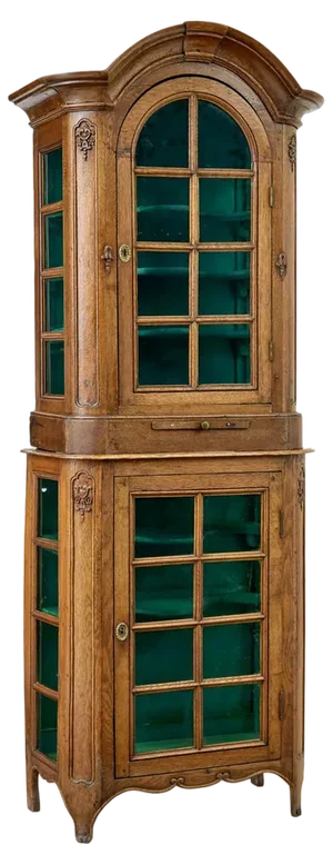 Antique Glazed Carved Oak Liège Cabinet