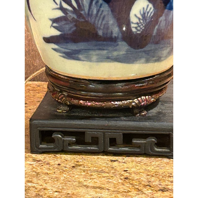 Wood Late 19th Century Chinese Celadon Phoenix Jar Table Lamp – 3-Tier Antique Base & New Cord For Sale - Image 7 of 12
