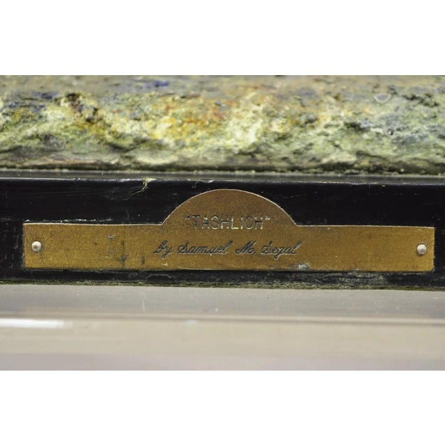 Green "Tashlich" by Samuel M Segal Judaism Vintage Brutalist Green Plaster Sculpture For Sale - Image 8 of 12