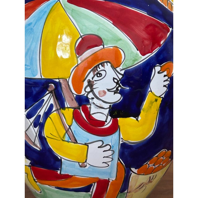 1970s 1970s La Musa Hand-Painted Italian Ceramic Floor Vase For Sale - Image 5 of 9