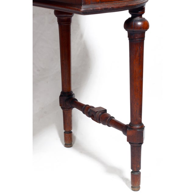 Brown 20th Century Walnut Vanity Dressing Table with Tilting Mirror and Arabescato Marble Top, 1890s For Sale - Image 8 of 12