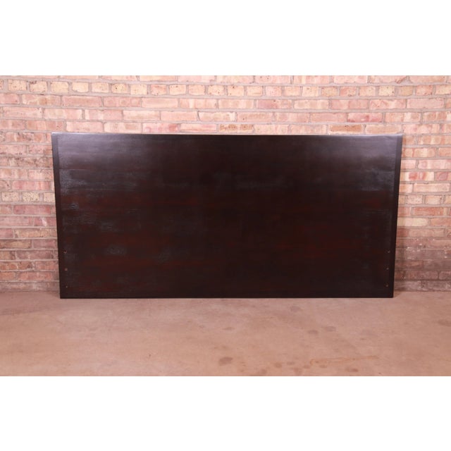 Edward Wormley for Dunbar Ebonized Mahogany Louvered Front King Size Headboard, Newly Refinished For Sale In South Bend - Image 6 of 8