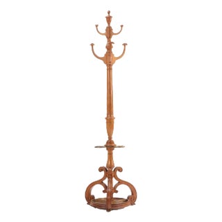 A French Oak Hat Rack and Tin Umbrella Stand, C. 1890. For Sale