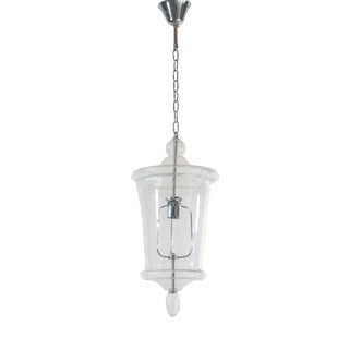 Murano Glass Venetian Pendant Lantern with Chrome Finish by Bottega Veneziana For Sale
