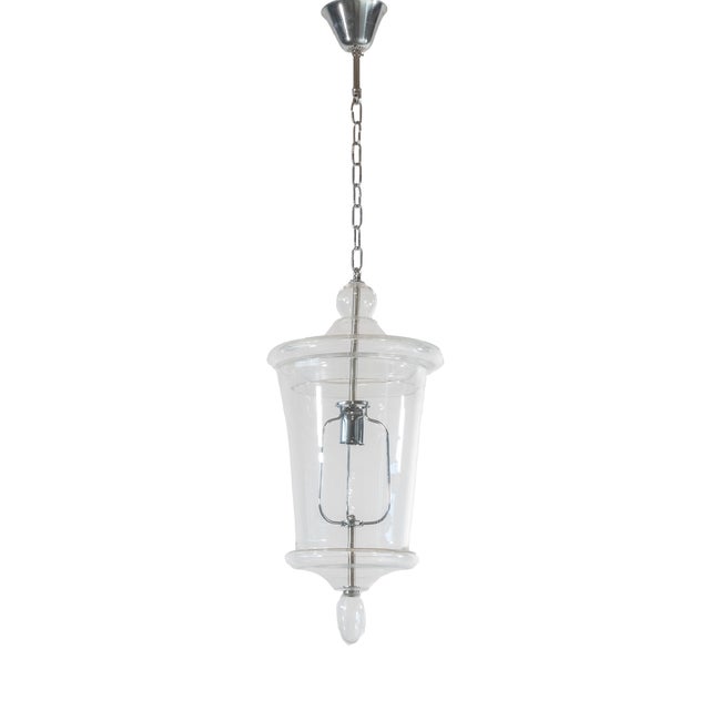Murano Glass Venetian Pendant Lantern with Chrome Finish by Bottega Veneziana For Sale