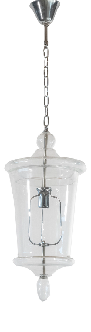 Murano Glass Venetian Pendant Lantern with Chrome Finish by Bottega Veneziana
