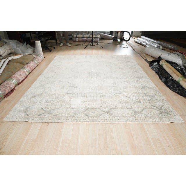 4x6 Tessa Bespoke Green Floral Traditional Hand Knotted Wool Carpet Rug For Sale In New York - Image 6 of 6