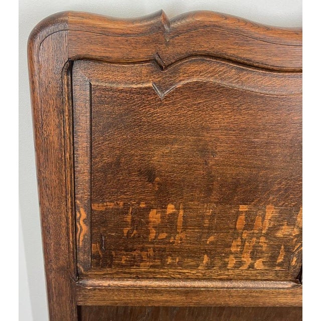 Vintage French Louis XVI Style Oak Single Bed Frame with Carved Headboard For Sale - Image 9 of 14