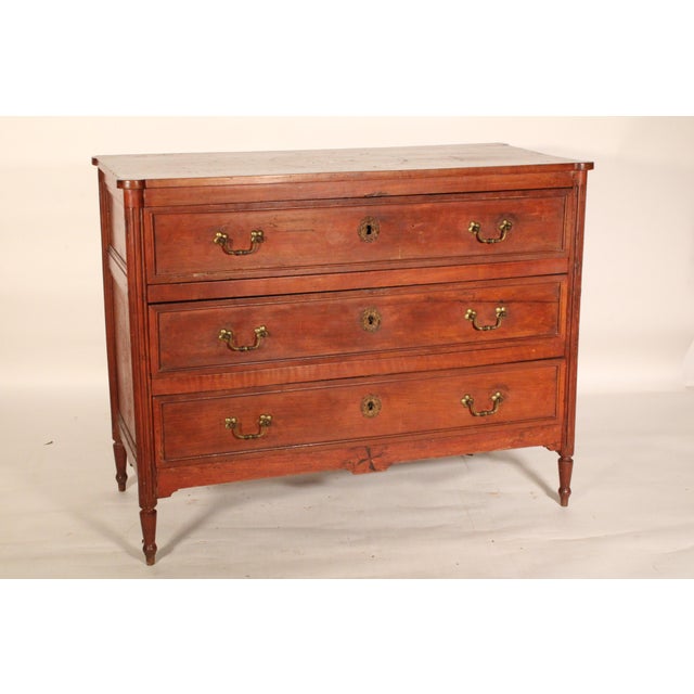 French Antique Louis XVI Style Fruit Wood Chest of Drawers For Sale - Image 3 of 14