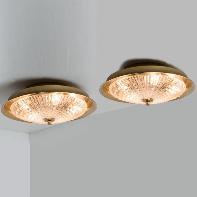 Vintage Gold Brass and Clear Glass Flush Mount by Carl Fagerlund, 1960s For Sale - Image 13 of 16