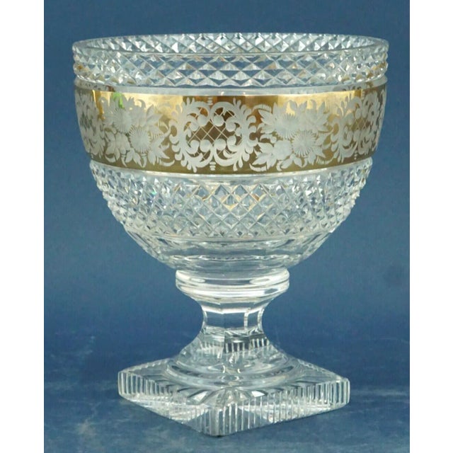 Fabulous, large Val Saint Lambert crystal bowl, entirely hand-cut, and embellished with a beautiful pure gold band, also...
