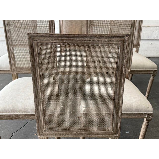 2010s Restoration Hardware Vintage French Square Cane Back Dining Side Chairs, Set of Six For Sale - Image 5 of 11