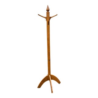 Early 1900s Arts and Crafts Tiger Oak Coat Rack For Sale