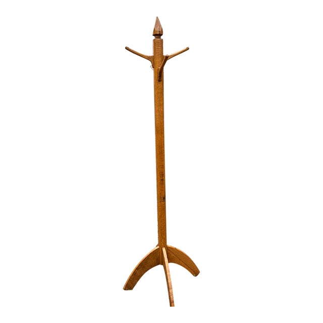 Early 1900s Arts and Crafts Tiger Oak Coat Rack For Sale