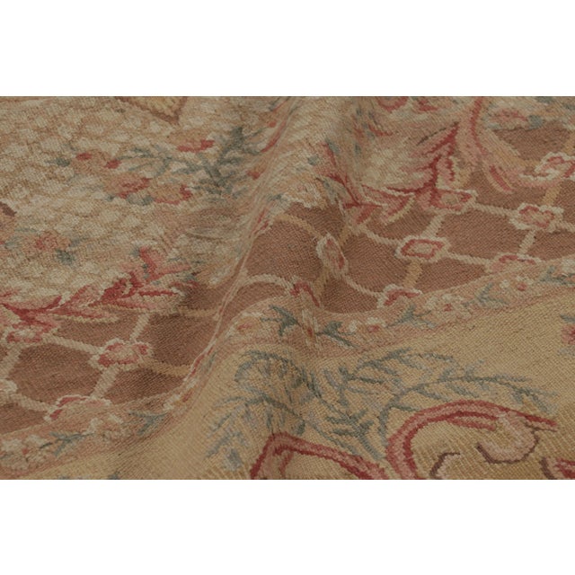 Textile Rug & Kilim’s Aubusson Style Rug in Gold and Beige With Floral Medallion For Sale - Image 7 of 7