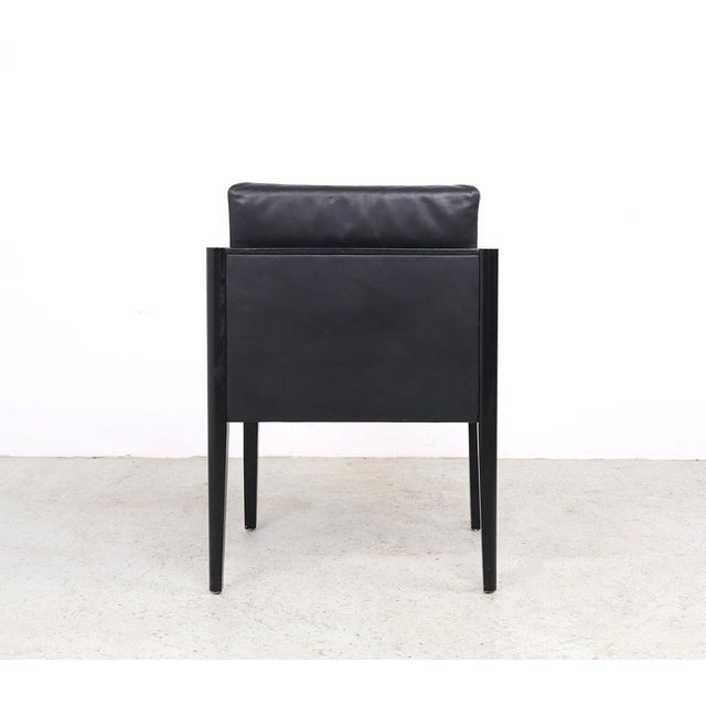 Black Arco Cubist Black Leather Chairs, 1980s, Set of 4 For Sale - Image 8 of 14