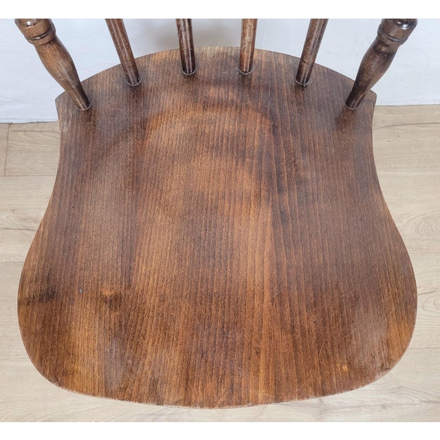 Wood Vintage English Elm Spindle Back Kitchen Chair, 1970 For Sale - Image 7 of 15