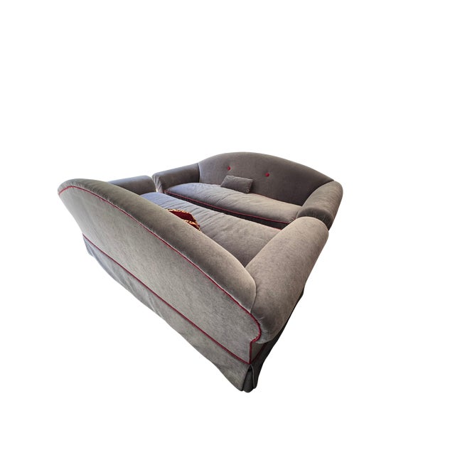 Vintage Velvet Camelback Sofa For Sale - Image 13 of 13