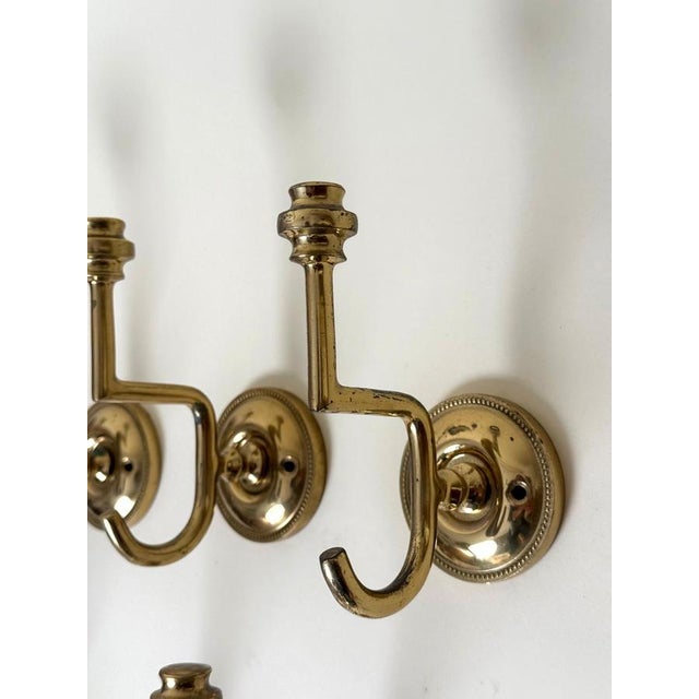 Hollywood Regency Brass Wall Coat Hooks, 1970s, Set of 7 For Sale - Image 9 of 12