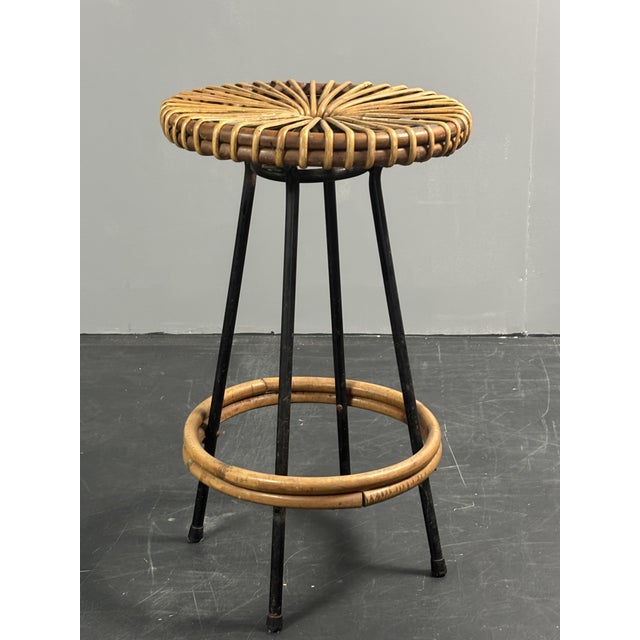 1950s Mid-Century Dutch Rattan Bamboo Bar Stools by Dirk Van Sliedrecht for Rohé Noordwolde, 1950s For Sale - Image 5 of 18