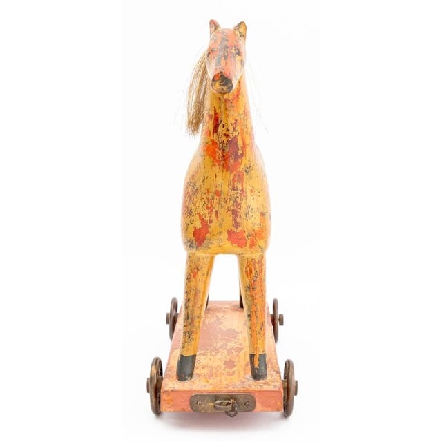 Late 20th Century Late 20th Century Folk Art Painted Wood Horse Toys- Set of 2 For Sale - Image 5 of 8