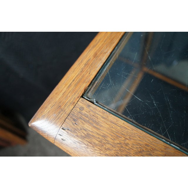 Antique Columbus Showcase Company Oak Slant Front General Store Display Case 76" For Sale - Image 6 of 12