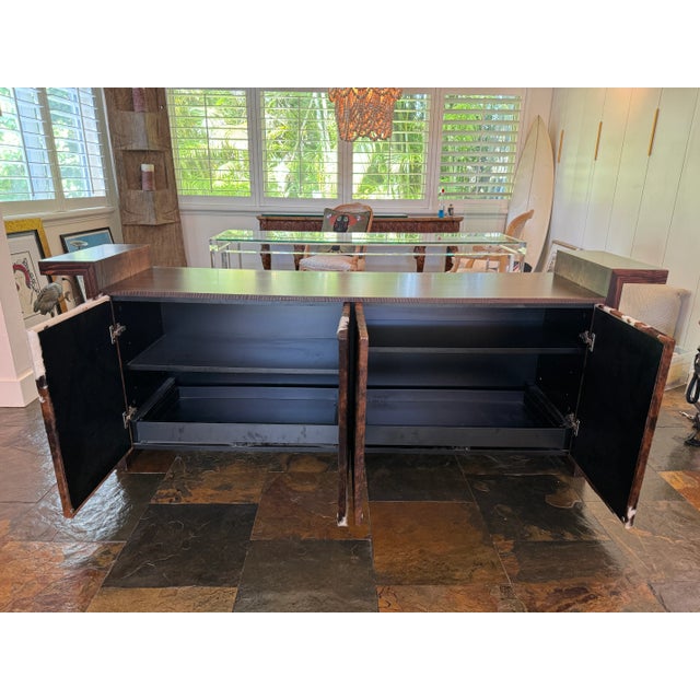Coffee Custom Designed Cowhide Credenza For Sale - Image 8 of 12