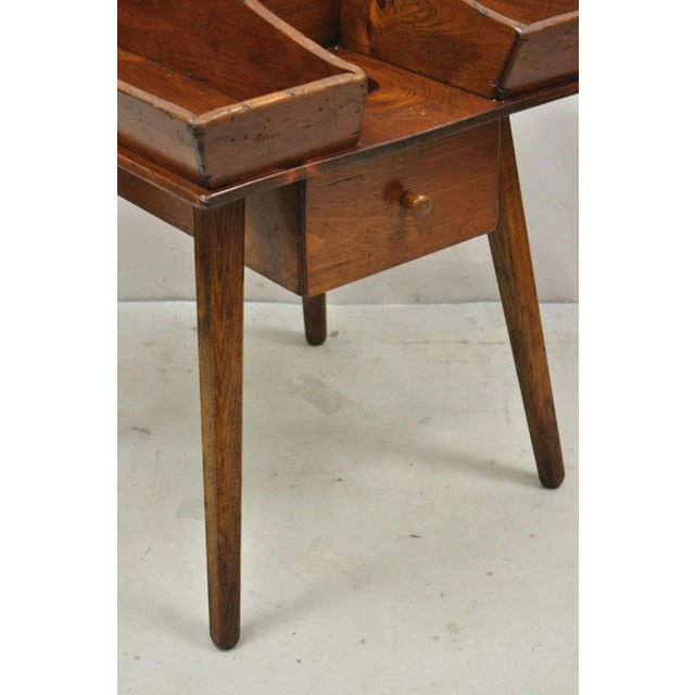 French Country Vintage Pine Wood Primitive French Country Cobblers Work Stand Side Table For Sale - Image 3 of 12