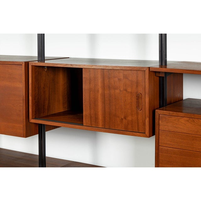 Early Production George Nelson Omni Three-Bay Modular Walnut Wall Unit by Structural Products, Circa 1961 For Sale - Image 13 of 18