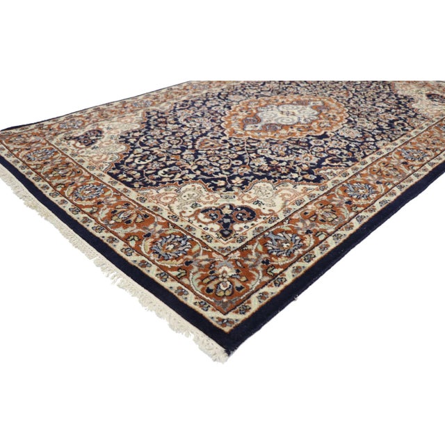 Vintage Indian Rug with Arabesque Dutch Renaissance Style 04'03 x 06'05. With its effortless beauty and architectural...