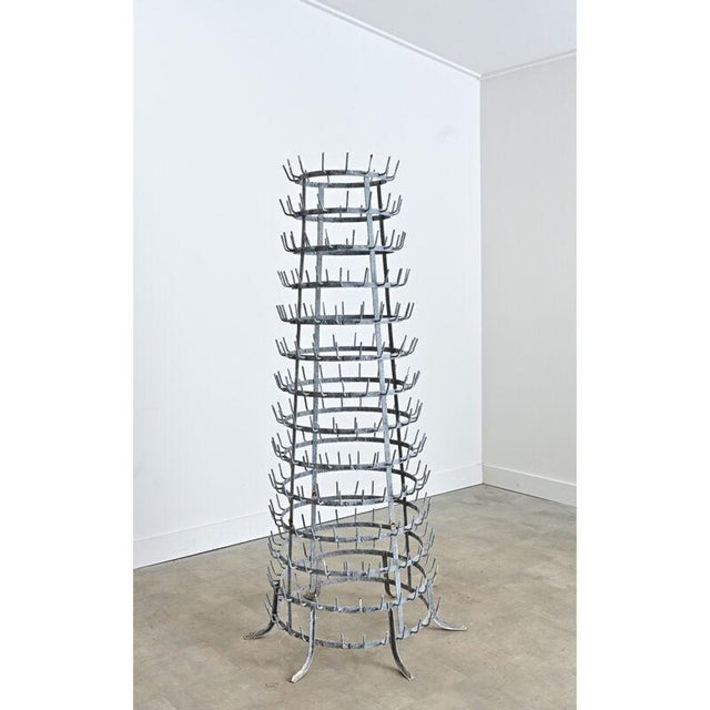 1920s French 1920s Massive Zinc Bottle Drying Rack For Sale - Image 5 of 12
