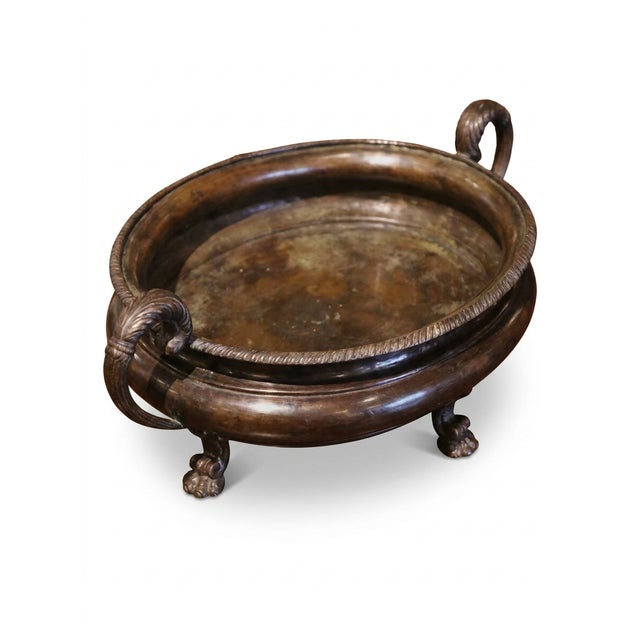 Large Antique French Neoclassical Heavy Cast Patinated Bronze Oval Jardinière / Cachepot / Planter For Sale - Image 4 of 6